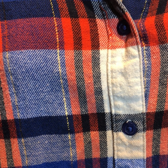 Basic Editions Flannel Shirt Blue Red Gold 3X PF - Picture 5 of 6